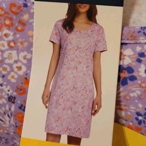 Lands' End Cotton Floral Lavender Sleep Shirt / House Dress - Small